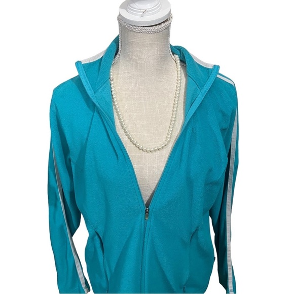 LL Bean Women Turquoise Full Zip Long Sleeve Lightweight Fleece Jacket Sz Medium - Picture 6 of 9